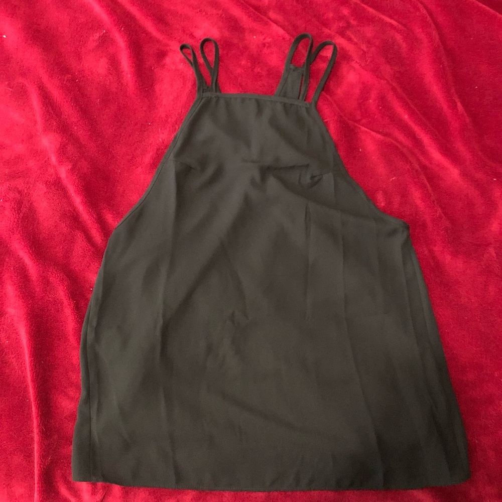 Open back black tank top